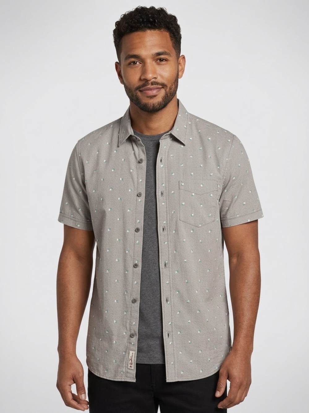 Original Penguin by Munsingwear Mens Short Sleeve Geometric Button Down Shirt M